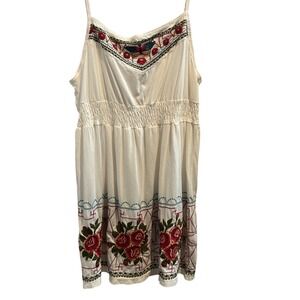 JW Los‎ Angeles White Embroidered Rose Floral Sleeveless Dress